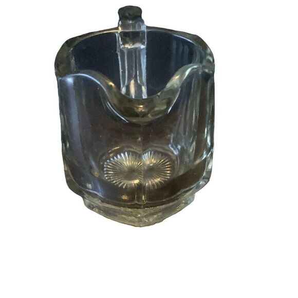 Vintage Heisey Glass Creamer Hexagon Sunburst Base Transparent Classic Style - Picture 6 of 12